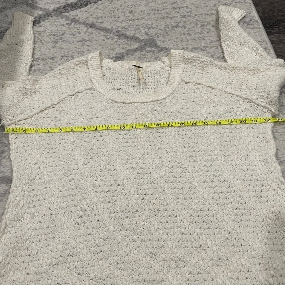Free People Cream Textured Knit Wool Sweater